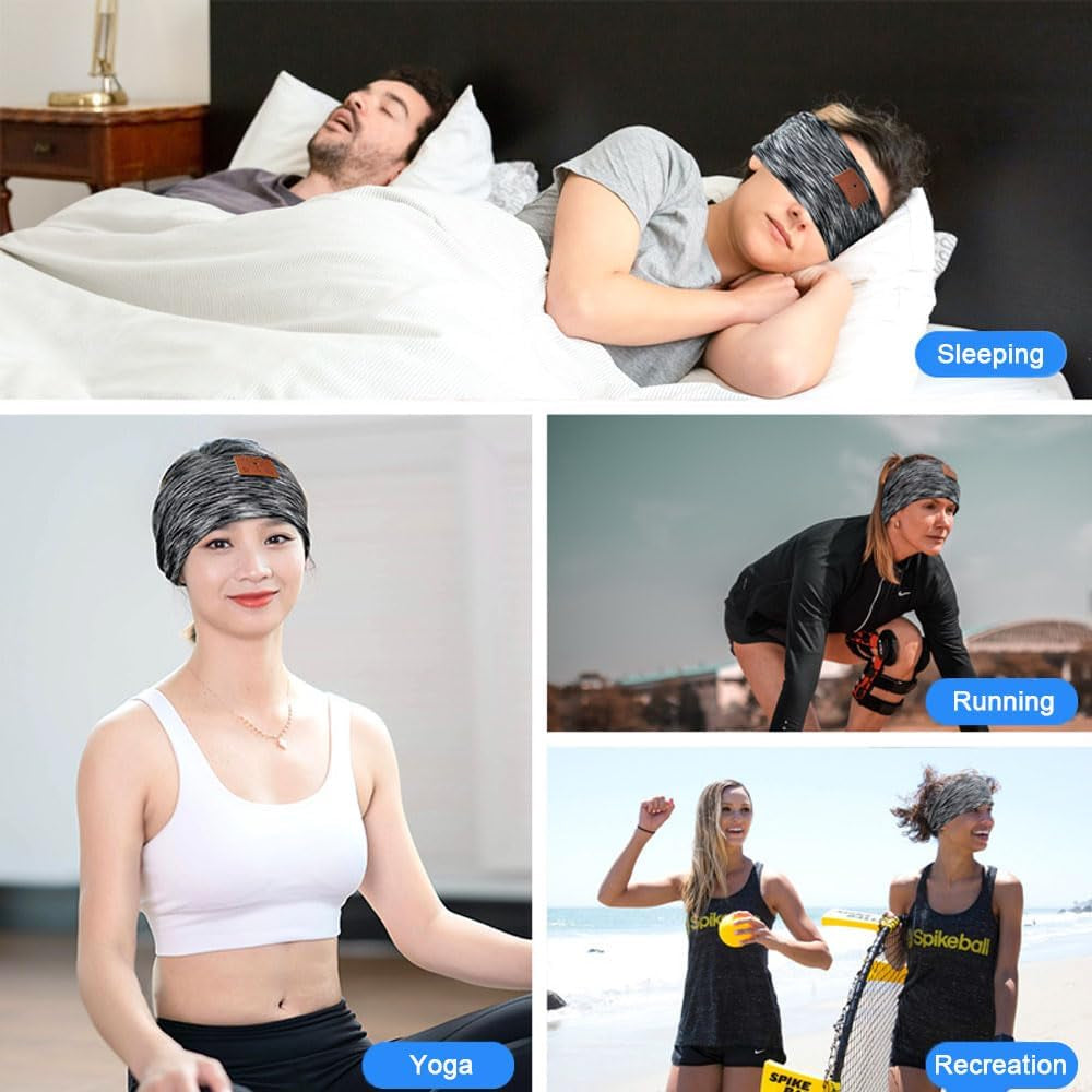 Sleep Headphones Headband, Bluetooth Sleep Eye Mask Headphones, Noise Cancelling Sleep Headband Earphones Band Soft Sleeping Headphones Men Women Gifts for Relaxation Meditation Sports Music
