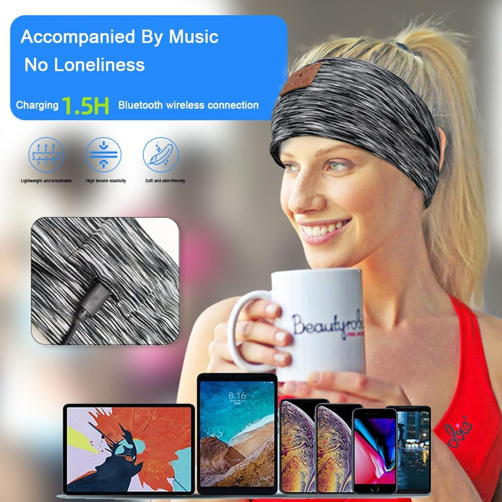 Sleep Headphones Headband, Bluetooth Sleep Eye Mask Headphones, Noise Cancelling Sleep Headband Earphones Band Soft Sleeping Headphones Men Women Gifts for Relaxation Meditation Sports Music